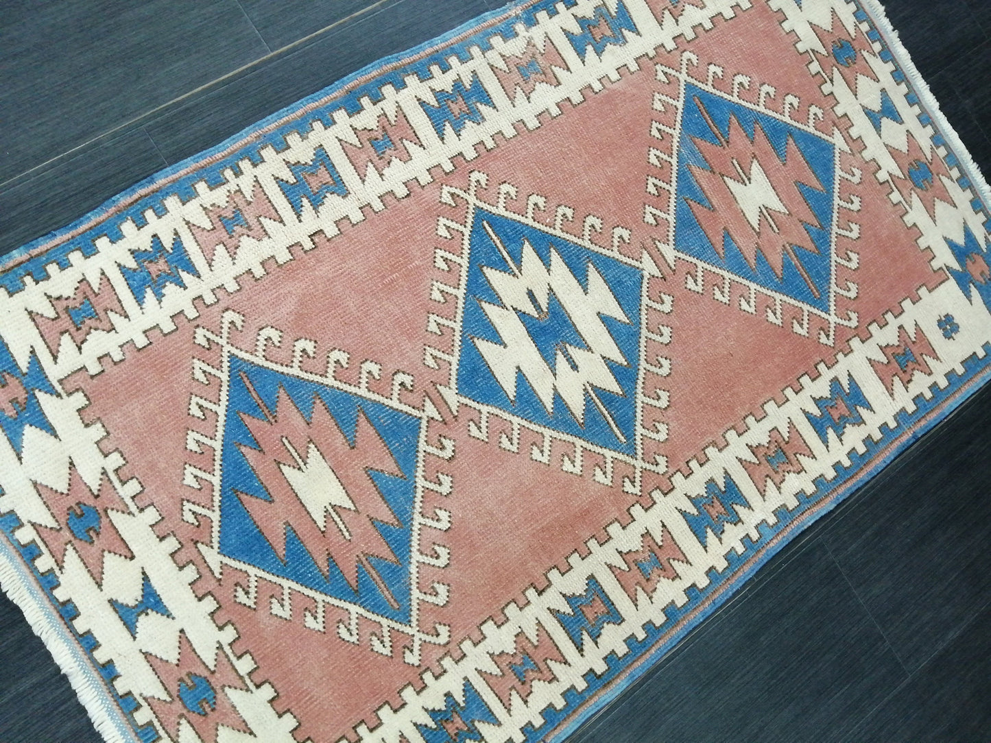 4.8 X 3  Vintage Oushak Runner Rug Vintage Runner Rug Wool Oushak Rug 5X3 Hand Made Rugs Vintage Turkish Rug