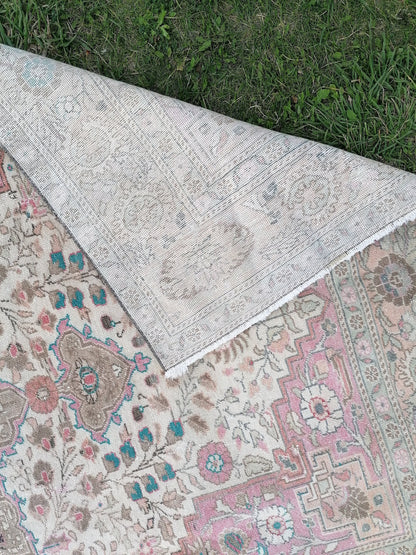 Oushak wool rug, vintage rug 4'7x7'6 kitchen rug, living room rug, handmade wool rugs