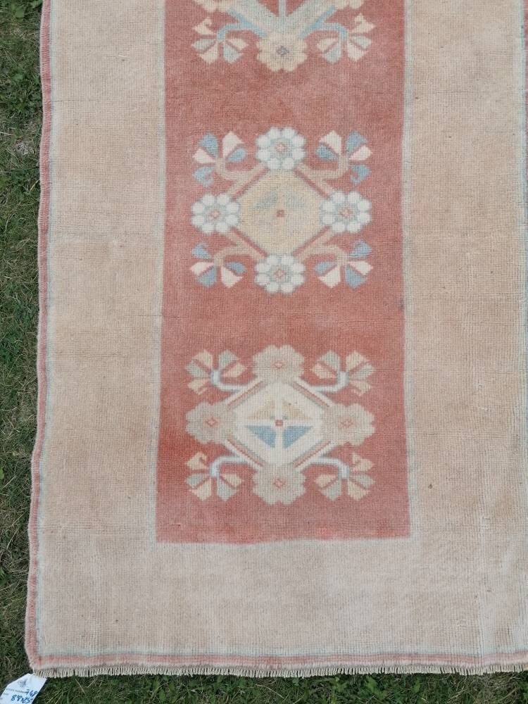 Hallway wool runner 2'5x8'8 turkish runner rug, vintage handmade runner rug, kitchen runner