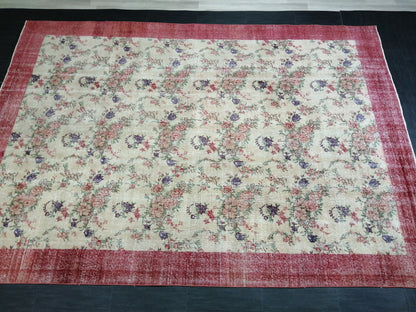 8.2 x 11.6 Large Floral OUSHAK RUG TURKISH Oushak Rug 8x12 Vintage Rug Wool Oushak Rug Hand Made Rugs Vintage Turkish Rug Floral Vintage rug