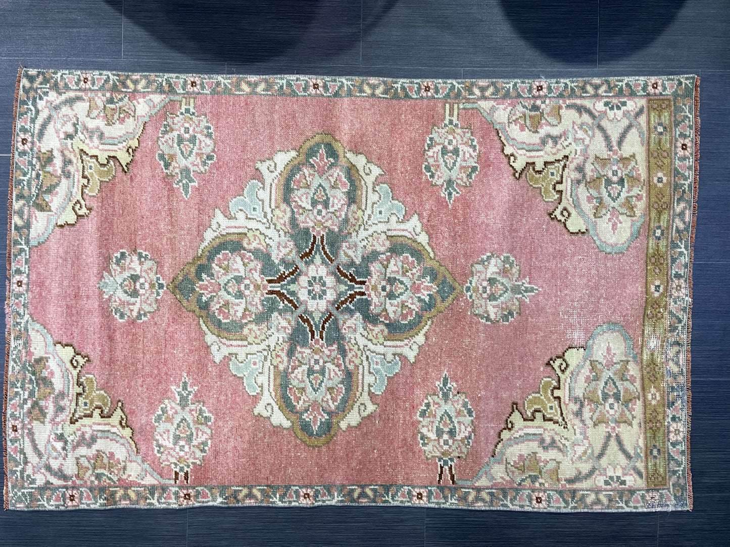 Vintage Turkish RUG, Oushak Rug, 3 x 4.9 Vintage Rug, Antique Rug, Handmade Rug, Hand Knotted Rug Bohemian Rug Wool Rug