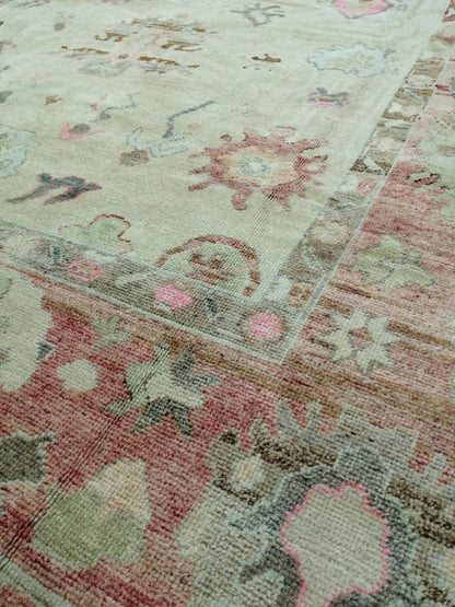 Vintage OUSHAK RUG 12 x 9 TURKISH Oushak Rug Modern Oushak Rug Vintage Rug Wool Oushak Rug Hand Made Rugs Vintage Turkish Rug