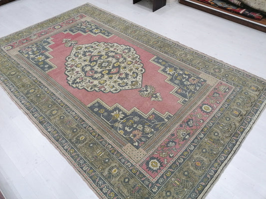 7x11 feet pastel green vintage rug, handmade turkish oversize rug, living room floor largest rug, wool oushak bedroom rug, lounge floor rugs