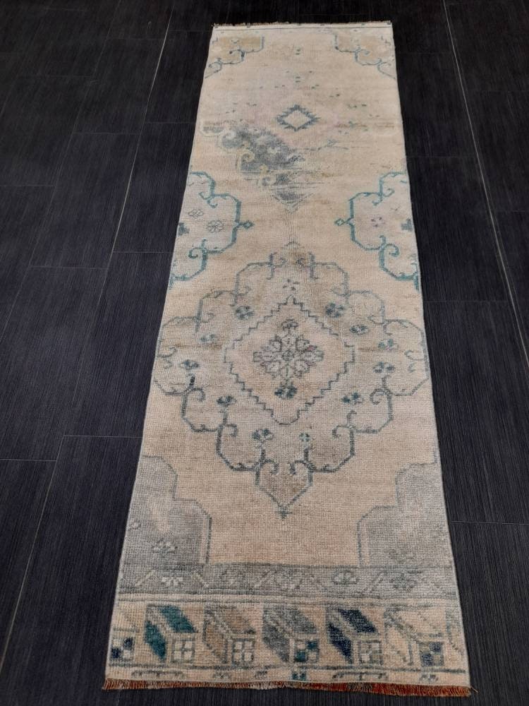 Short Oriental Runner 2 x 6.4 Runner Hand Made TURKISH Runner Vintage Runner Muted Vintage Persian Muted Runner Rug Wool ON Wool Foundation
