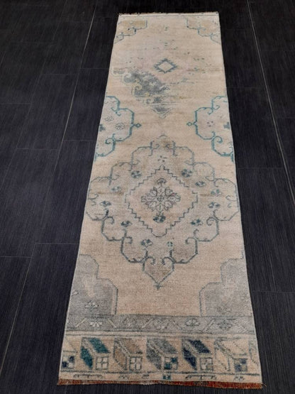 Short Oriental Runner 2 x 6.4 Runner Hand Made TURKISH Runner Vintage Runner Muted Vintage Persian Muted Runner Rug Wool ON Wool Foundation