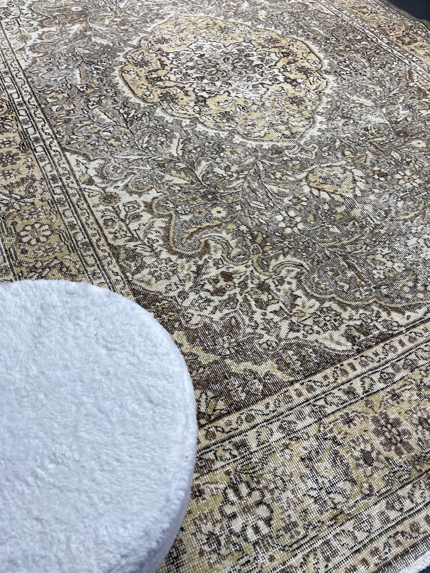 Persian Rug, Vintage 6.7 x 9.9 Rug, Handmade Rug, Hand Knotted Oushak Rug, Turkish Rug Kitchen Rug Wool Rug, Dark Rug, Brown Black Rug