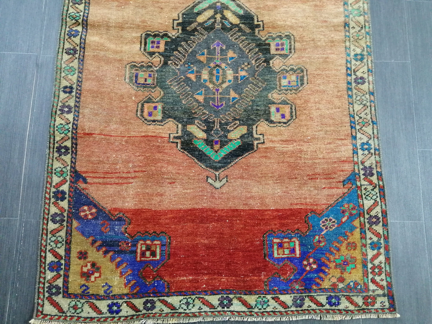 8.5 x 3.2 Oushak Runner Rug Old Turkish Runner Rug Vintage Runner Rug Hallway Runner Rug Kitchen Runner Rug Wool Runner Rug Wool Oushak Rug