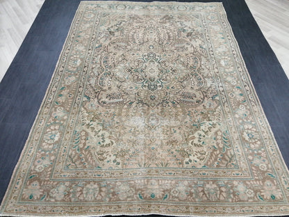 Vintage Handmade Persian Rug 6.5 x 9.6 Vintage Oriental Rugs  MUTED Vintage Persian Rug Living room Rug, Vintage Oushak Rug, Wool Rug