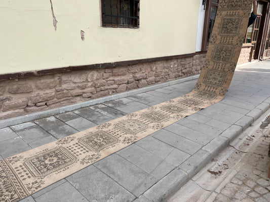 Handmade Extra Long Turkish Runner  Rug,Very Long Hand Knotted Runner Rug 2.3 x 21.3 Vintage Runner Rug XL Muted Runner Rug Staircase Runner