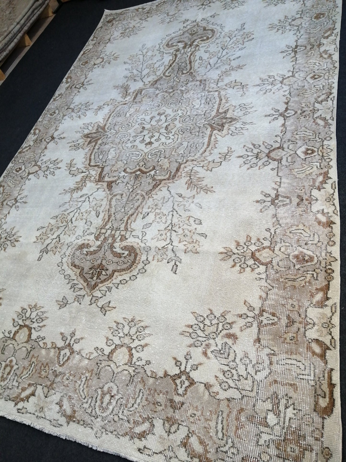 6.2 x 9.9 Vintage Rugs TURKISH HAND MADE Rugs Vintage Turkish Rugs  Muted 6x10 Rug Neutral Turkish Oushak Rug Vintage Oushak Rug, Wool Rug