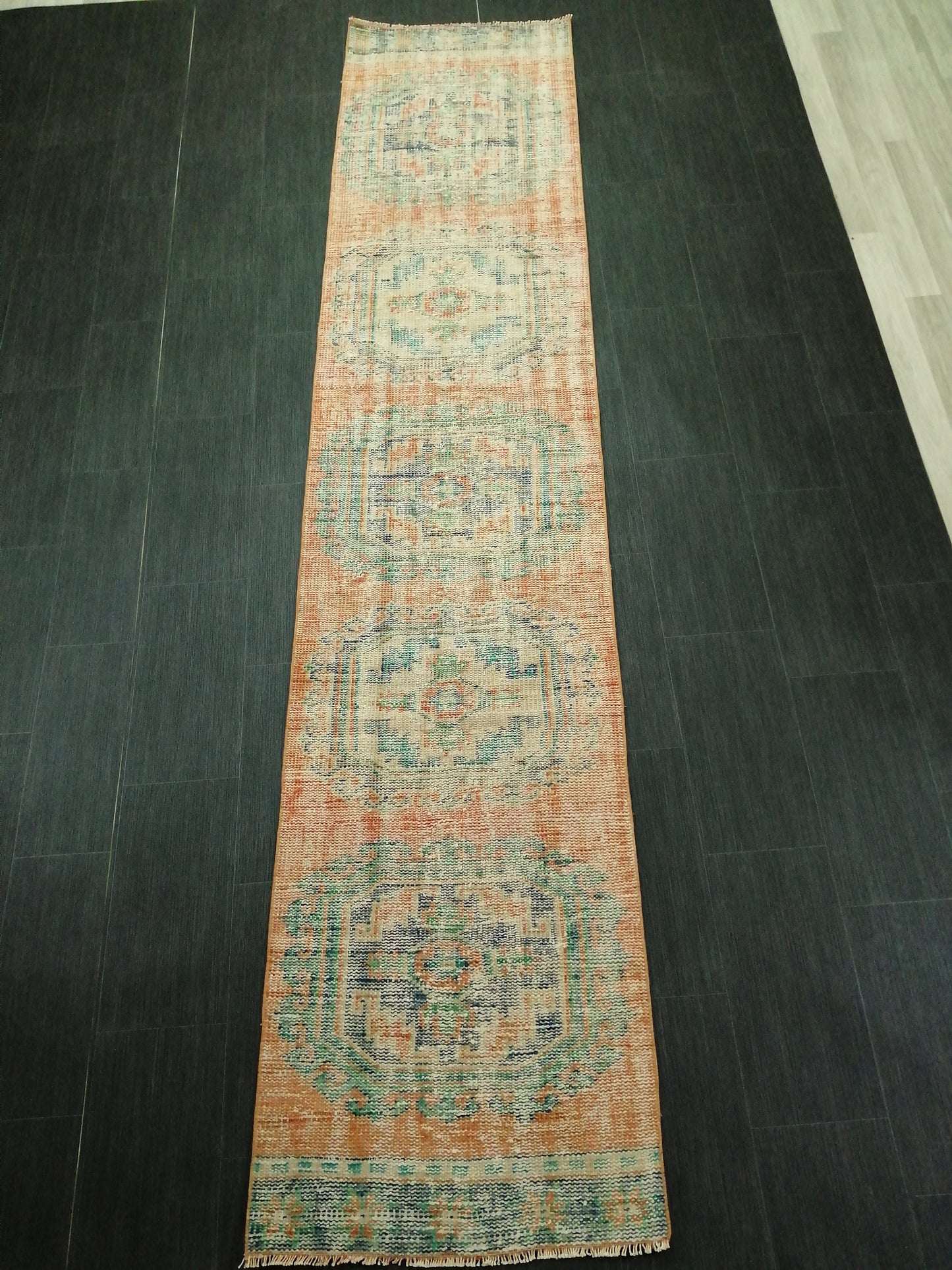 11.4 X 2.4 Oushak Runner Rug Turkish Runner Rug Vintage Runner Rug Hallway Runner Rug Kitchen Runner Rug Wool Runner Rug Wool Oushak Rug