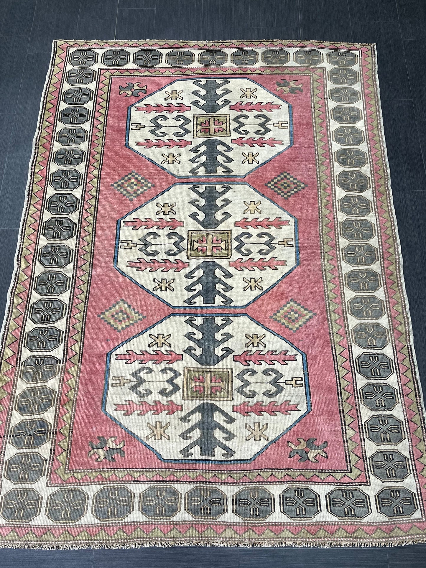Turkish Rug 5.4 x 7.4 Oushak Rugs, Wool Oriental Rug,Persian Runner Rug Hand Knotted Rug, Vintage Rug, Hand Made Rug  Oriental Rug