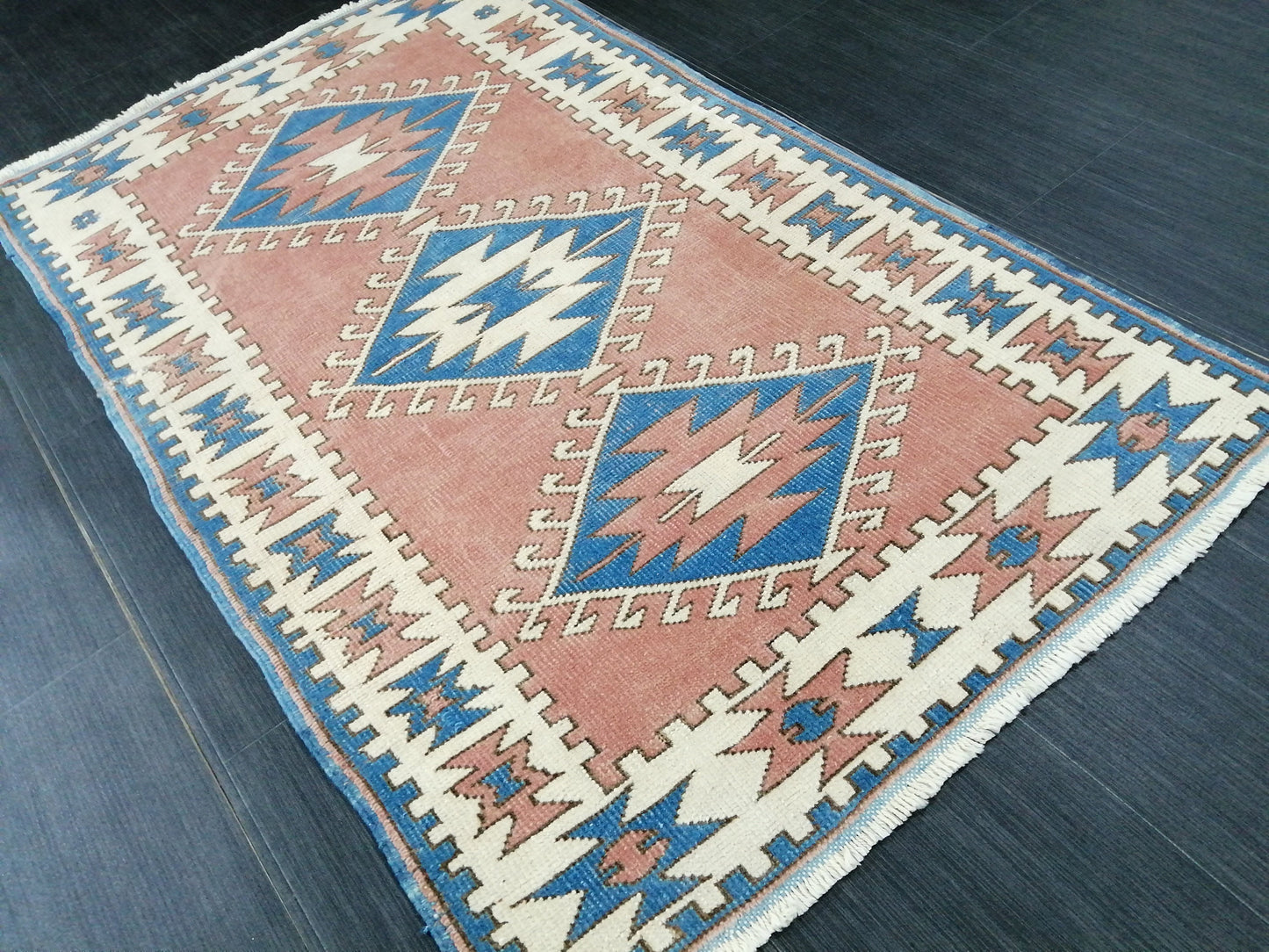 4.8 X 3  Vintage Oushak Runner Rug Vintage Runner Rug Wool Oushak Rug 5X3 Hand Made Rugs Vintage Turkish Rug