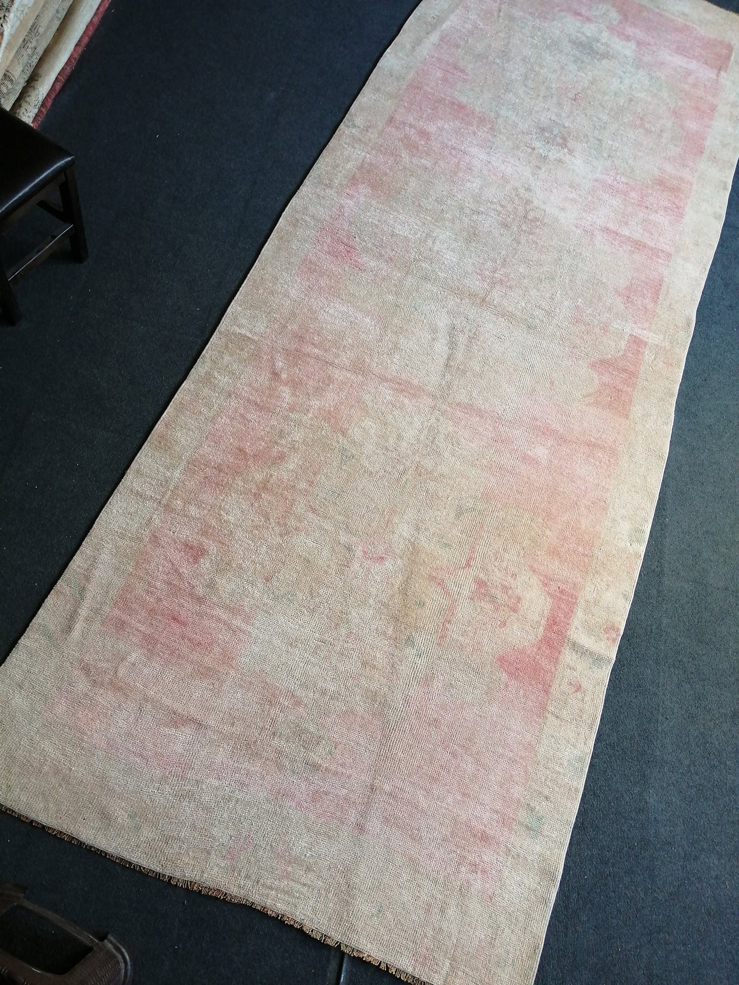 Muted Runner Rug OUSHAK RUG TURKISH 4.3 x 12 Rug Vintage Oushak Runner Rug Vintage Runner Rug Wool Rug Faded Vintage Turkish Rug