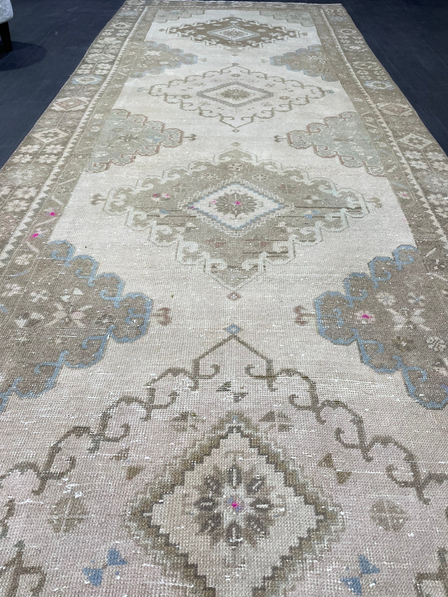 Oushak Runner Rug, Turkish 4.5 x 12.8 Runner Rug, Vintage Runner Rug, Hallway Runner Rug, Antique Runner Rug, Handmade Wool Runner Rug