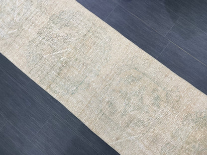 Muted Distressed Runner Rug Muted Turkish 2.3 x 10.6 Runner Rug Vintage Runner Rug Muted Hallway Runner Rug Kitchen Runner Rug Wool Runner