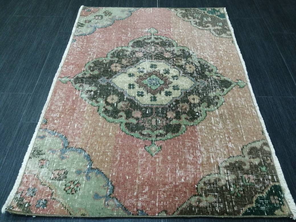 Small Oushak Rug 3.2 x 2.3 Turkish Rug Distressed Rug Wool Oushak Rug Vintage Rugs Boho Rug