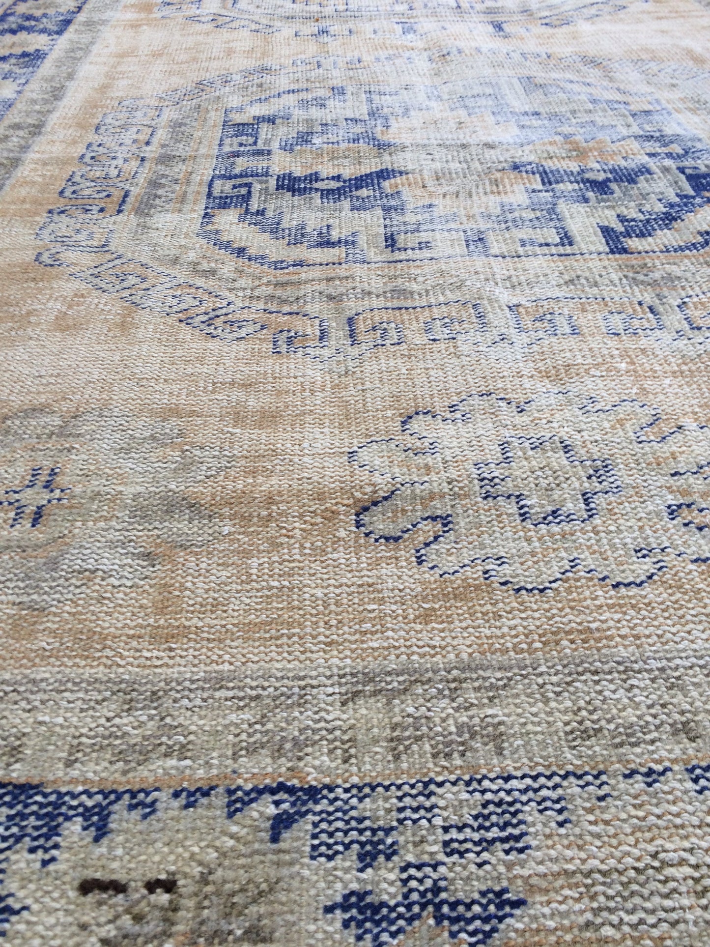 13.3 x 4.6 Oushak Runner Rug Turkish Runner Rug Vintage Runner Rug Hallway Runner Rug Kitchen Runner Rug Wool Runner Rug Wool blue dyes