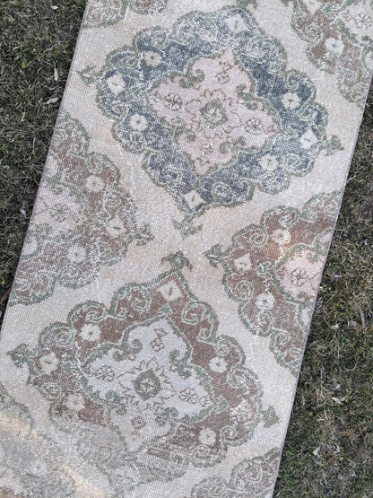 2.6 x 17.3 extra long vintage runner, oushak runner rug hallway runner, vintage anatolian rug