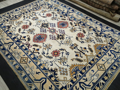 Oriental RUG 9 x 12 Oushak Rug  Blue Persian Rug Navy Vintage Rug 9x12 Oushak Rugs Antique Turkish Rug Muted  Quality Turkish room Rug