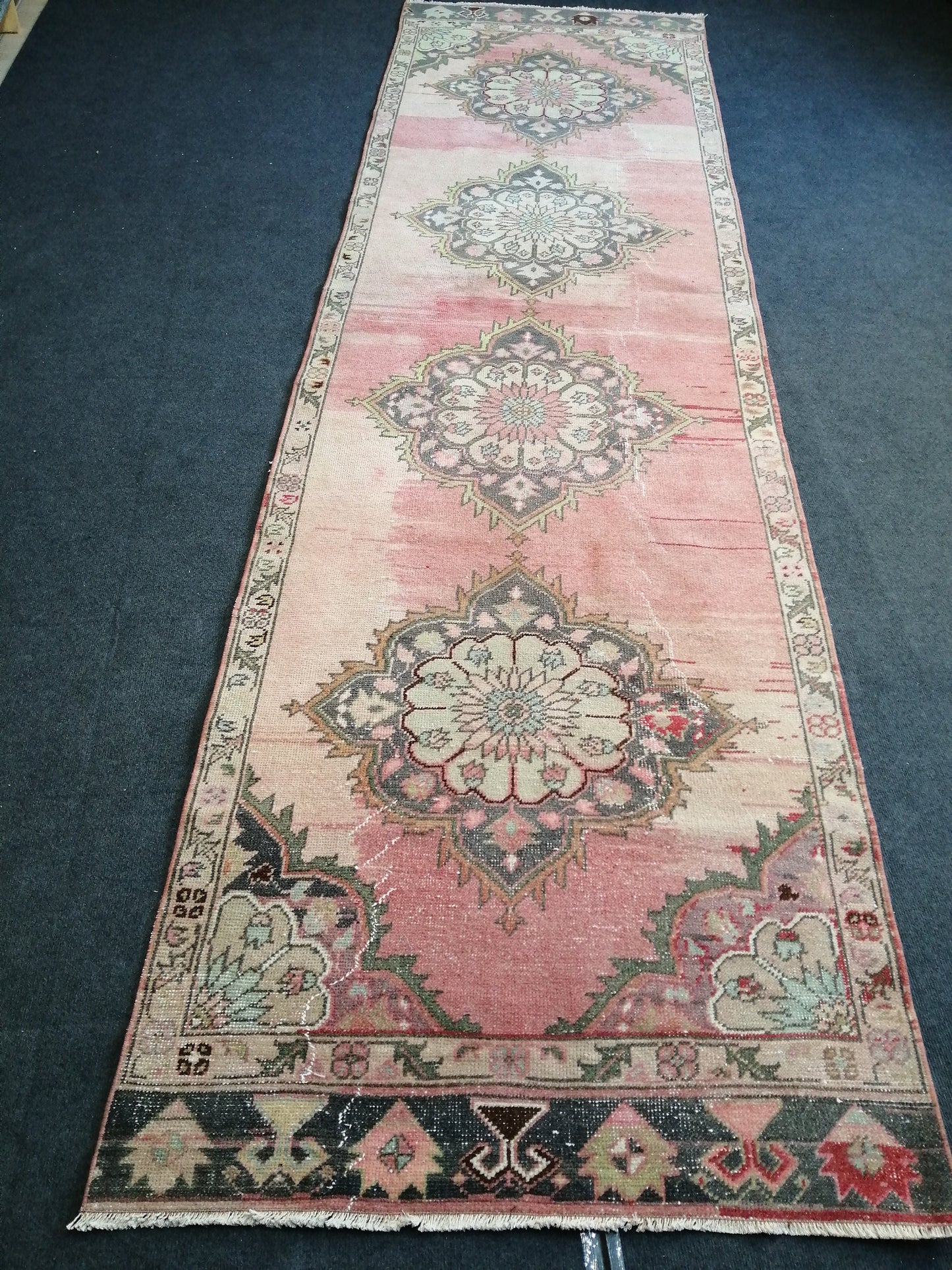 12 x 3.4 Oushak Runner Rug Turkish Runner Rug Vintage Runner Rug Hallway Runner Rug Kitchen Runner Rug Wool Runner Rug Oriental Runner Rug