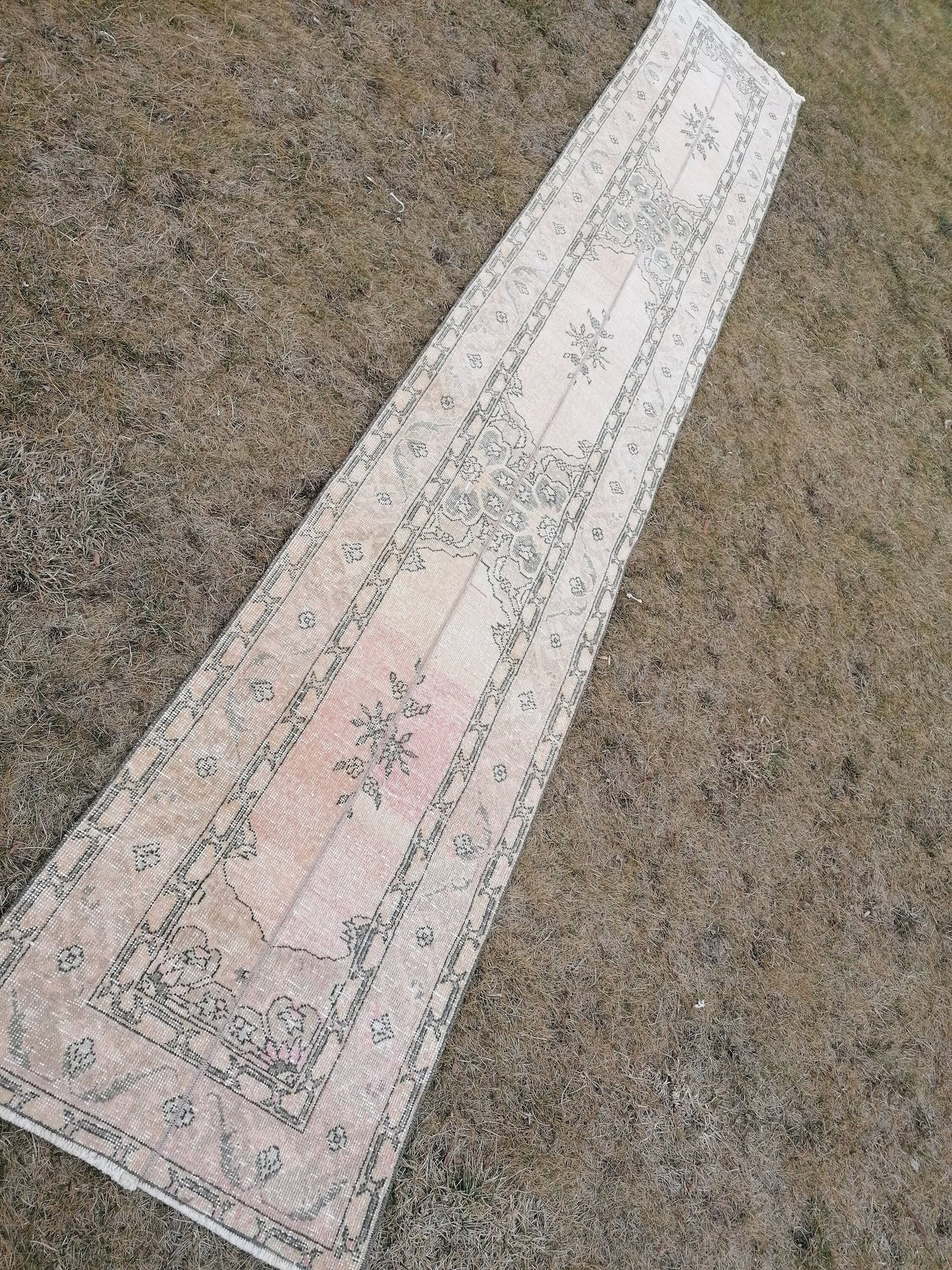 2 x 13 Runner rug patchwork runner, vintage hallway runner rug, Distressed Runner