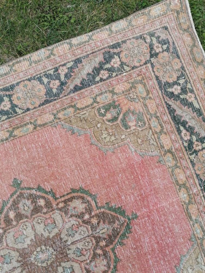 4'6x10'5 hallway wool runner, vintage turkish runner rug, vintage handmade runner rug, kitchen runner, oushak runner