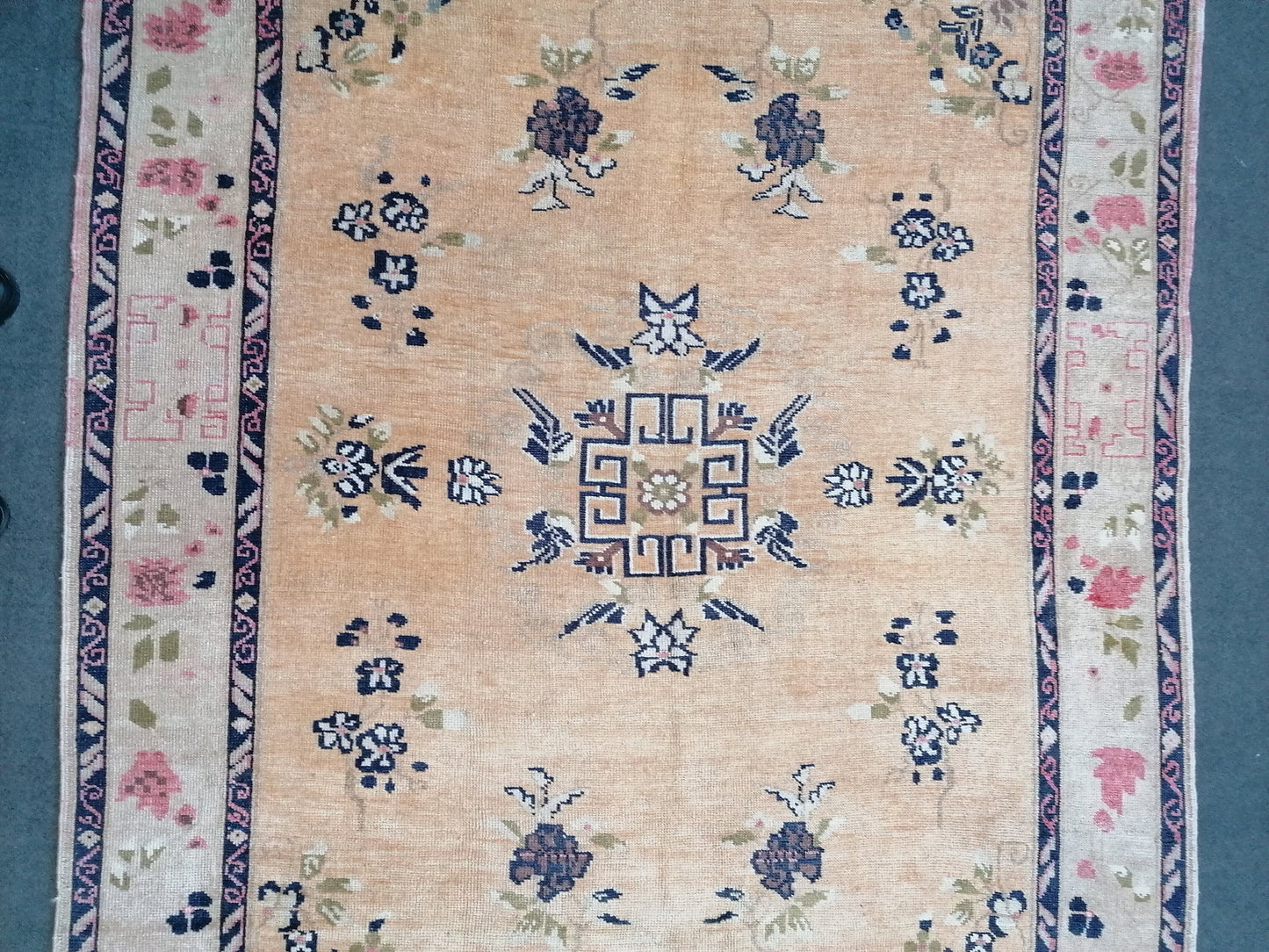 Oushak turkish wool rug 5'3x8'8 vintage handmade rug, large living room rug