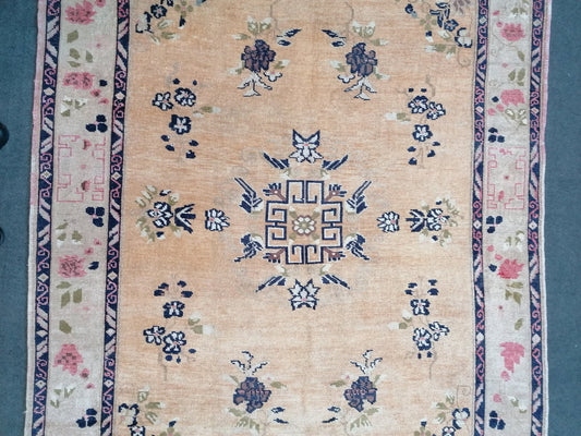 5.3 x 8.8 Oushak turkish wool rug vintage handmade rug, living room rug