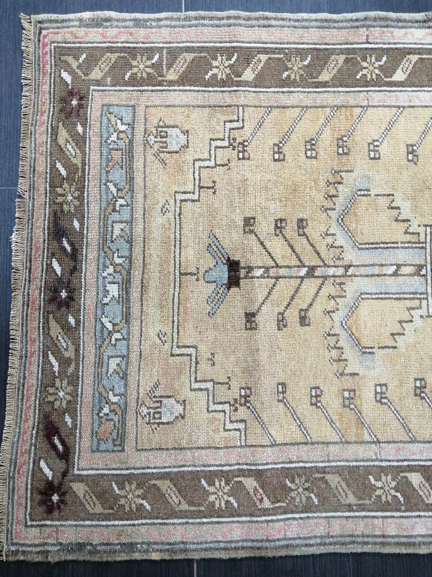 5 x 3 OUSHAK RUG Neutral TURKISH Rug Vintage Oushak Neutral Rug Vintage soft Rug Wool Oushak Rug Hand Made Rugs Vintage Turkish Rug 3x5