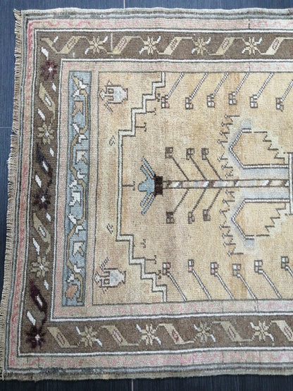5 x 3 OUSHAK RUG Neutral TURKISH Rug Vintage Oushak Neutral Rug Vintage soft Rug Wool Oushak Rug Hand Made Rugs Vintage Turkish Rug 3x5