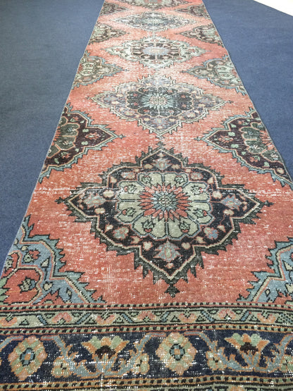 3x13 Turkish Runner Rug Oushak Runner Rug  Vintage Runner Rug Hallway Runner Rug