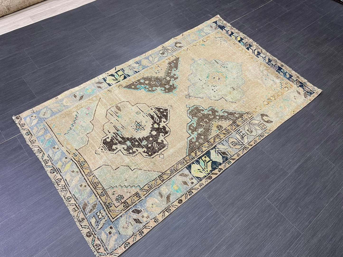 Muted 3.6 x 6 Rug Handmade Rug, Oushak Rug, Rustic Rug Hand Knotted Rug, Rug Runner, Turkish Rug, Farmhouse Rug, Vintage Rug, Wool rug