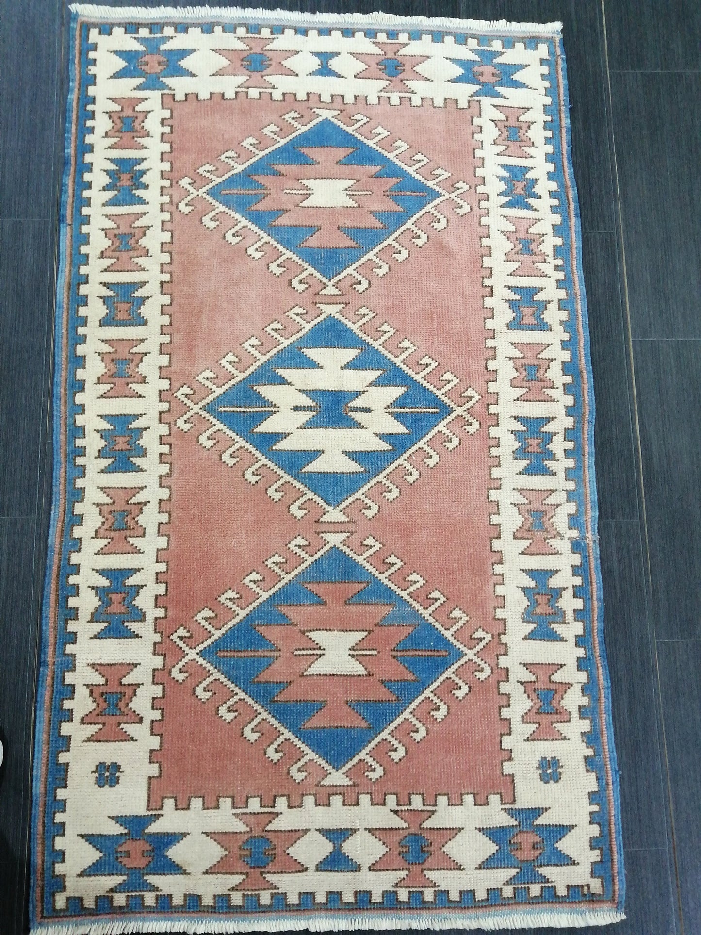 4.8 X 3  Vintage Oushak Runner Rug Vintage Runner Rug Wool Oushak Rug 5X3 Hand Made Rugs Vintage Turkish Rug