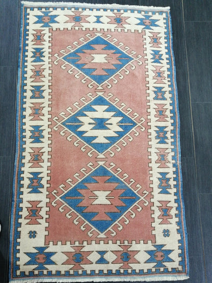 4.8 X 3  Vintage Oushak Runner Rug Vintage Runner Rug Wool Oushak Rug 5X3 Hand Made Rugs Vintage Turkish Rug