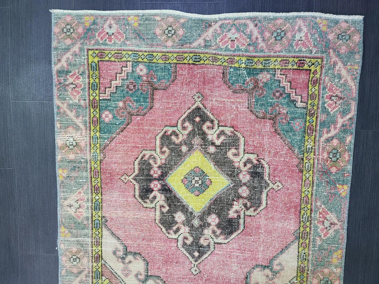 Vintage Rug,  TURKISH 3 x 6.2 HANDMADE Rug, Vintage Turkish Rug, Oushak Rug, Turkish Oushak Rug, Vintage Handknotted Rug, Wool Rug