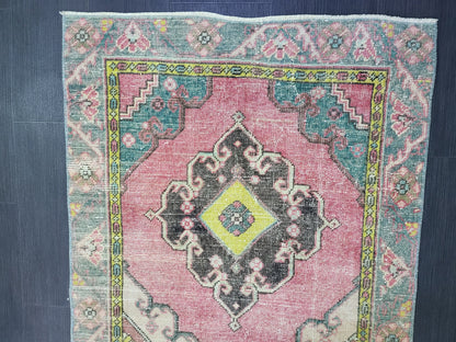 Vintage Rug,  TURKISH 3 x 6.2 HANDMADE Rug, Vintage Turkish Rug, Oushak Rug, Turkish Oushak Rug, Vintage Handknotted Rug, Wool Rug