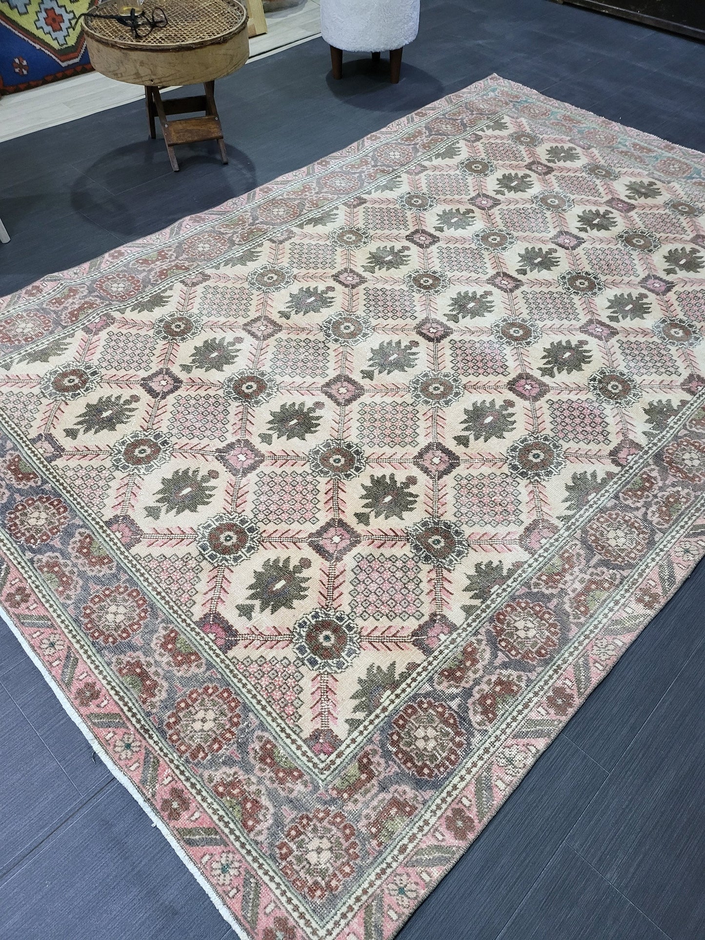 Antique Fine Knotted Rug, 5.3 x 8.2 Vintage Rug, Turkish Wool Rug, Oushak Rug Fine Rug, Hand Knotted Rug, Persian Rug, Handmade Rug