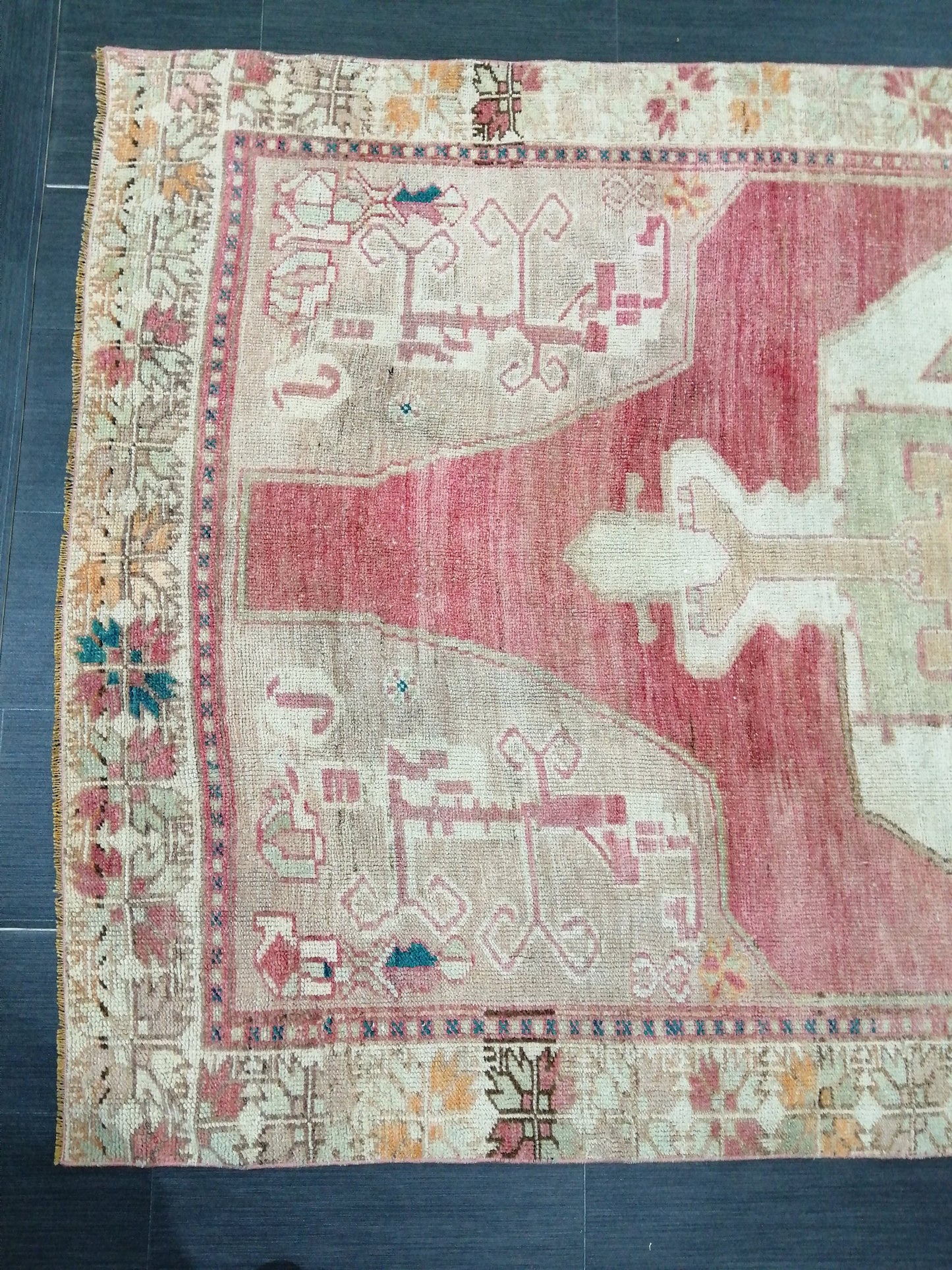 4.8 x 10.5 Wool OUSHAK RUG TURKISH Oushak Rug Vintage Oushak Runner Rug Vintage Runner Rug Wool Oushak Rug Hand Made Rug Vintage Turkish Rug