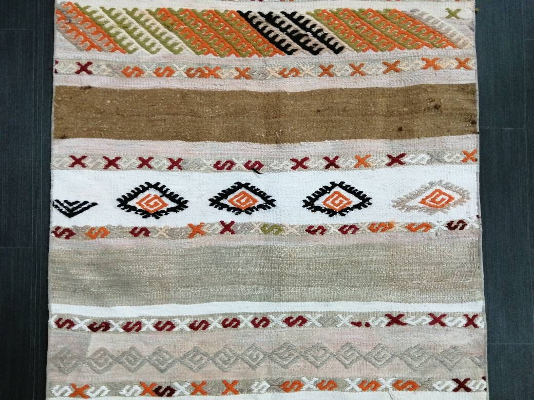 Flatwoven Runner Rug 3x15 Turkish Runner Rug Vintage Runner Rug Hallway Runner Rug Flat weaving With Embroidery Runner Rug Wool Runner Rug