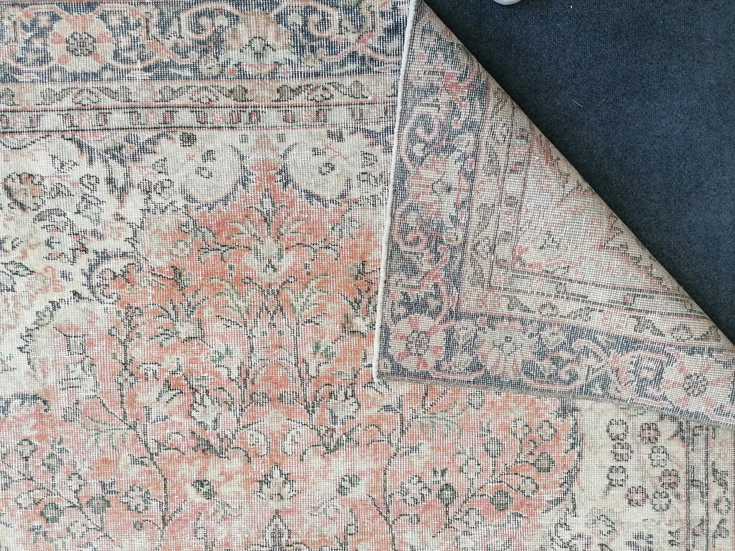 6.2 x 10.2 Neutral wool rug,  muted handmade rug, oushak rug, rustic rug, turkish rug, farmhouse rug, distressed vintage rug