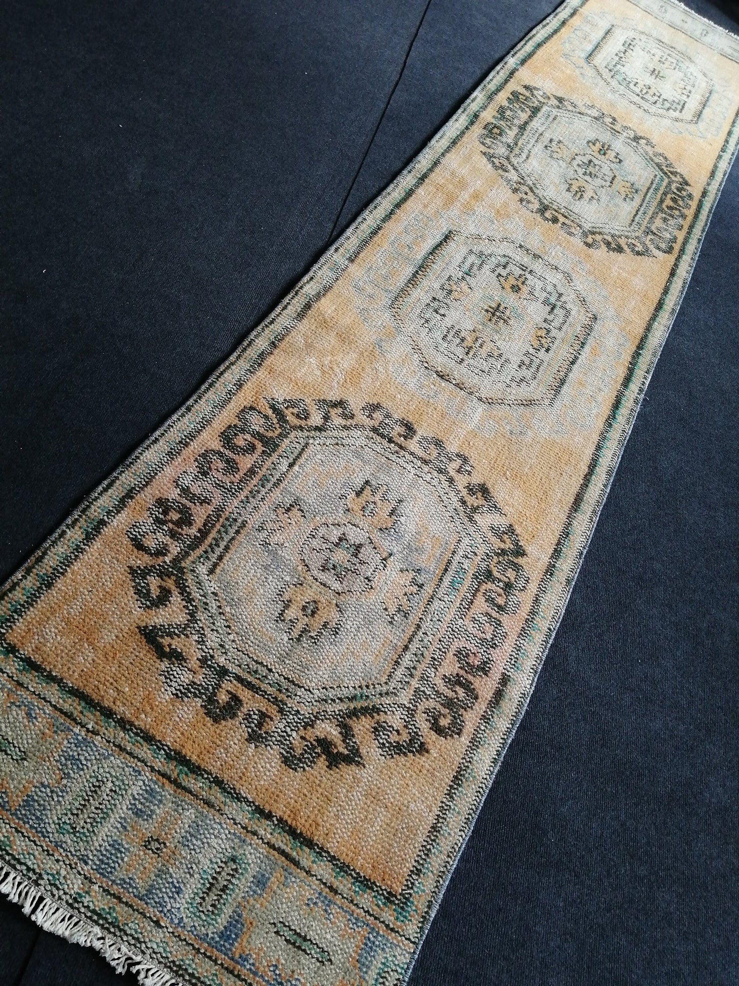 11.8 x 2.7 Muted Oushak Runner Rug Turkish Runner Rug Vintage Runner Rug Hallway Runner Rug Kitchen Runner Rug Wool Runner Rug