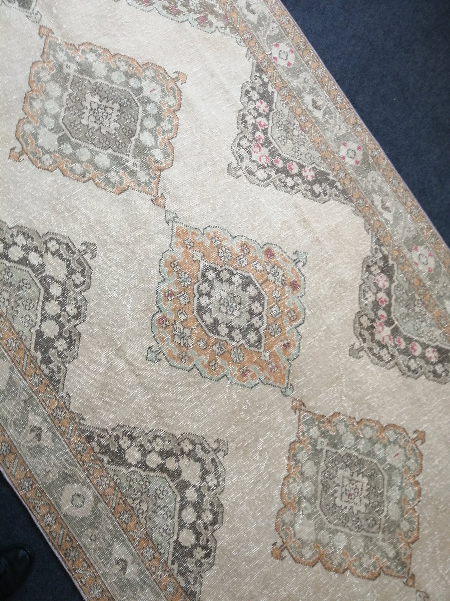 12.7 x 5 Oushak Runner Rug Turkish Runner Rug Vintage Runner Rug Hallway Runner Rug, Muted Oushak Rug, Vintage Turkish Rug