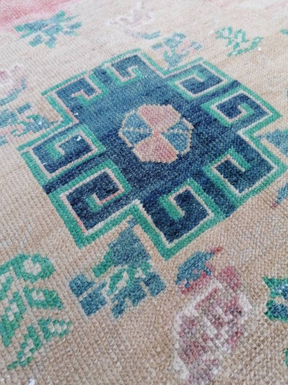 3x11'9 wool oushak runner rug turkish handmade runner, vintage runner rug hallway runner rug kitchen runner