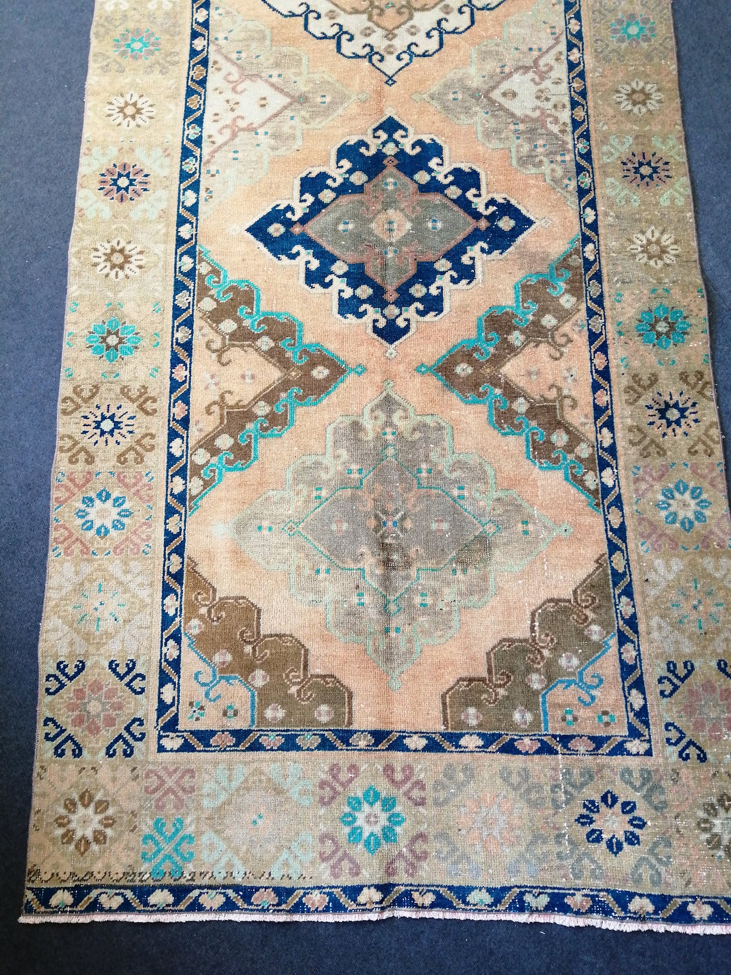 13 x 4.8 Runner Oushak Runner Rug, Turkish Runner Rug, Vintage Runner Rug, Hallway Runner Rug, Kitchen Runner Rug Wool Runner Rug