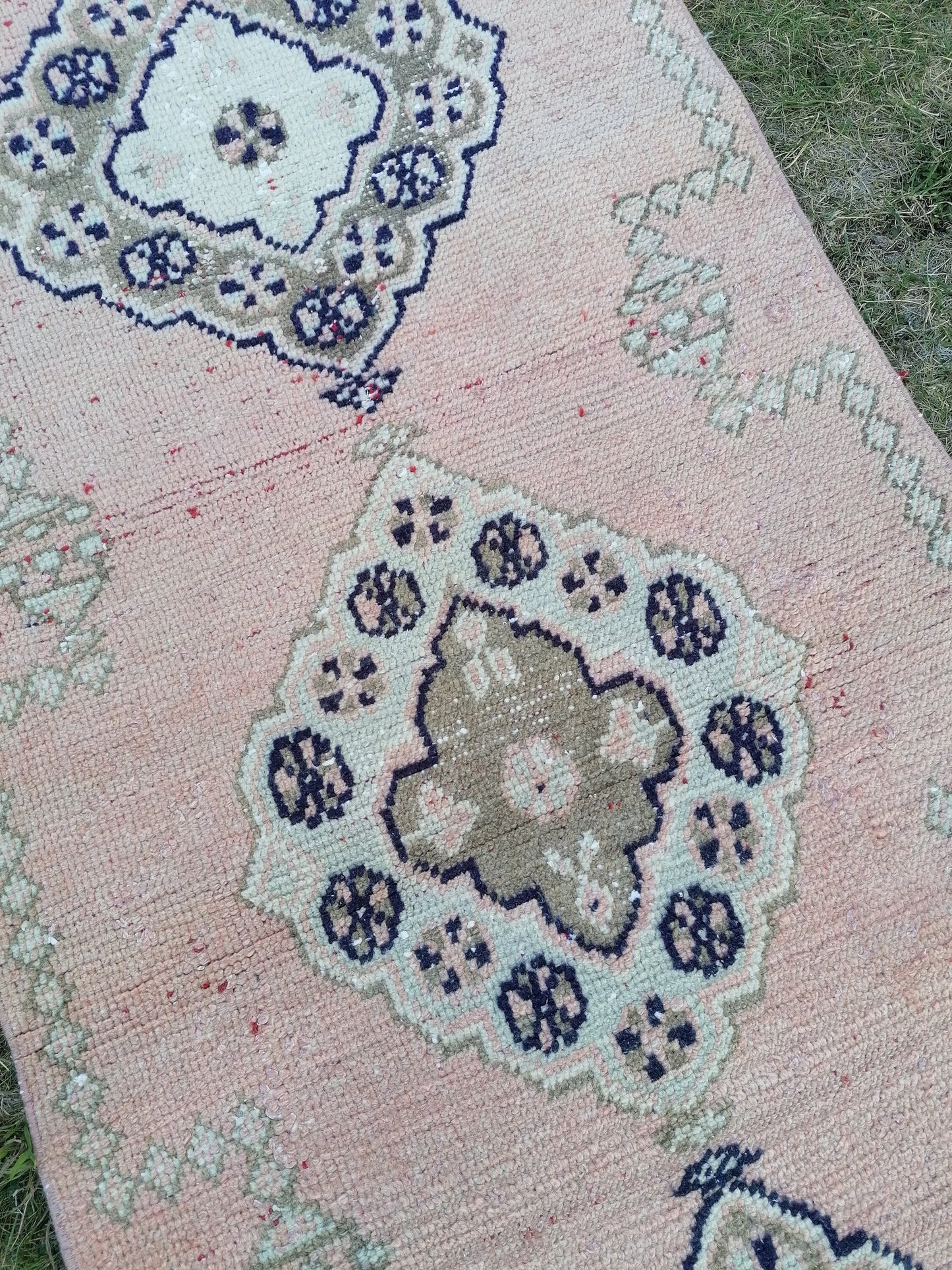 2'7x11 runner rug, vintage wool runner,pink runner rug, blue hallway runner rug kitchen runner rug wool runner rug