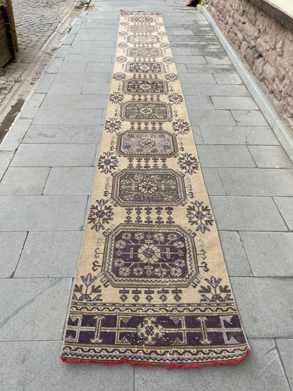 Long Vintage Runner Rug, Stairs Runner Rug 2.5 x 20 ft, Handmade Runner Rug, XL Oriental Runner Rug, Staircase Hand Knotted Runner