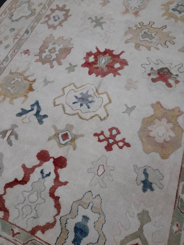 9x12 Vintage OUSHAK RUG Authentic TURKISH Oushak Rug Vintage Oushak Rug Wool Oriental Rug Hand Made Rug Hand Knotted Rug Turkish Natural Dye
