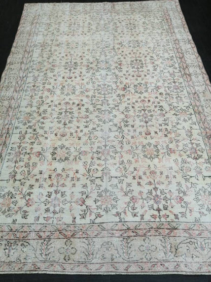 Vintage Turkish Rug 6.2 x 9.7 Muted Vintage Persian Rug Muted Vintage Rug Wool Muted Oushak Rug Hand Made Rugs Vintage Turkish Rug