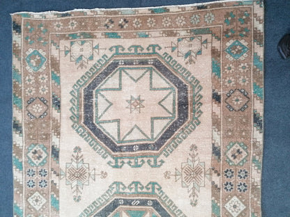 12'7x4'8 oushak turkish runner rug, vintage turkish runner rug, oushak vintage rug,vintage rug,kitchen rug, vintage anatolian rug, hand made